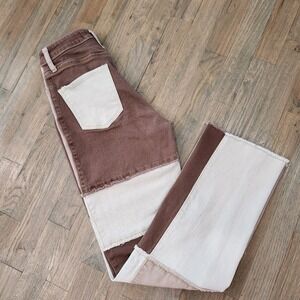 Hollister Ultra High Rise Dad Jeans‎ Patchwork Brown Beige Womens Size 1R 25/31